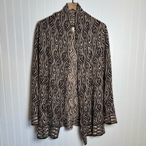MOTH Anthropologie The Eyes Have It Brown And Cream Open Knit Cardigan Size M